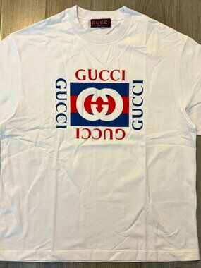 Gucci Cotton Jersey Printed Tee Shirt white sz M